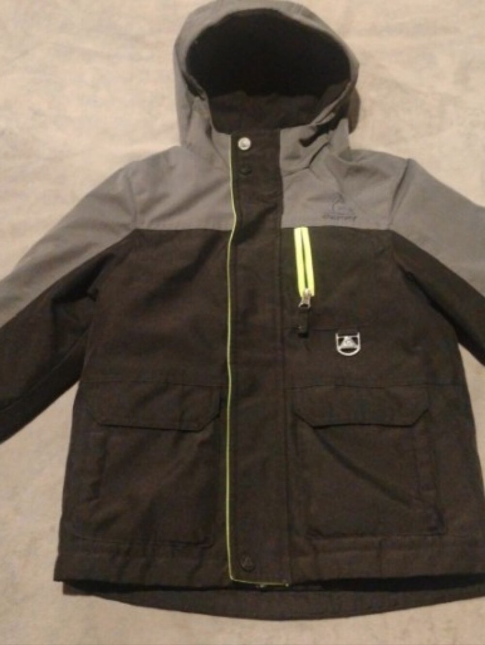 Gerry Boys Colorblock Hooded Winter Ski Jacket Black/Grey - Size XS 5/6